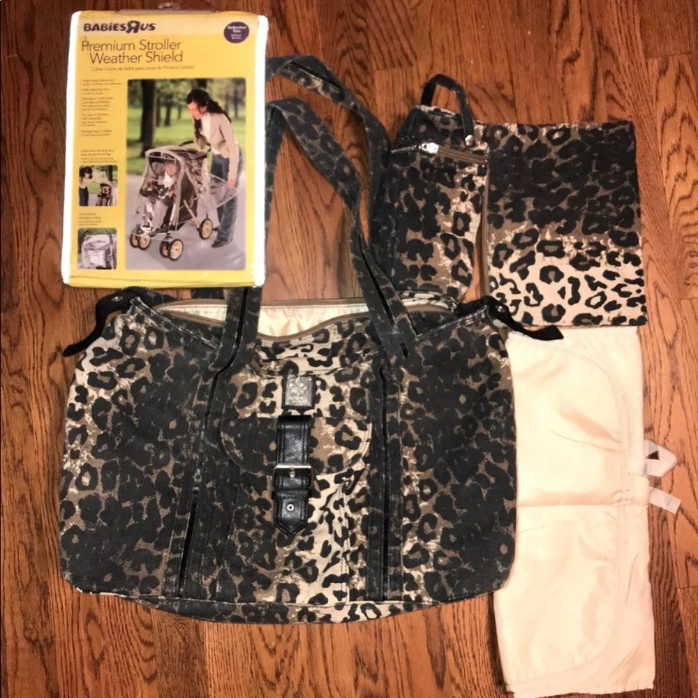 Leopard cheetah diaper bag set